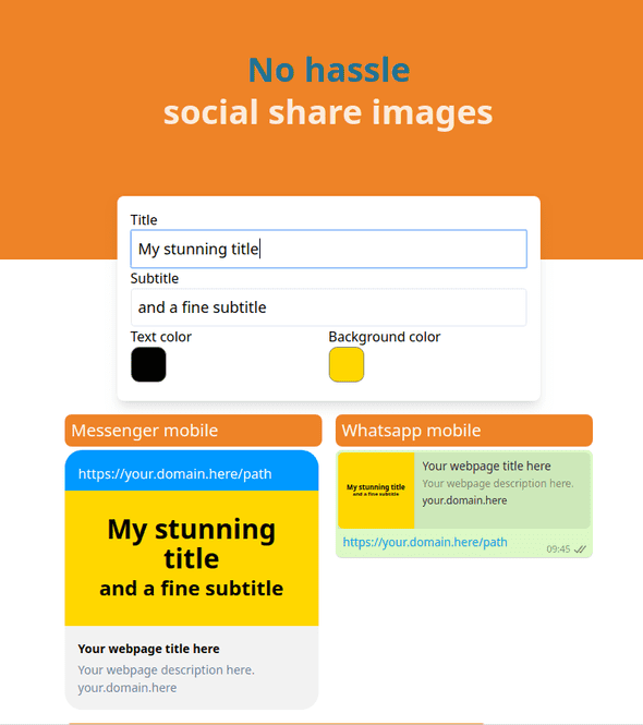 Screenshot of the SaaS Sharizard, which makes it easy to create social share preview images with informative text by simply pasting a url on your site.